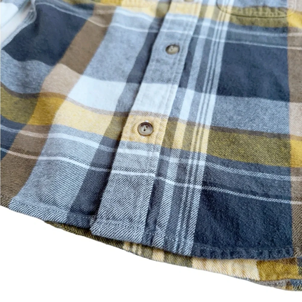 Old navy Kids Size 5 Regular Plaid Casual Button-Up Long Sleeve Yellow Shirt